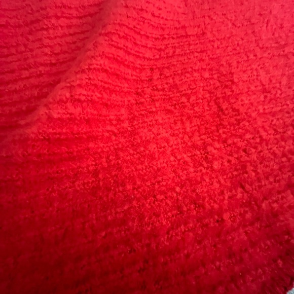By Anthropologie Vibrant Red Knit Scarf Shawl Recycled Polyester - Picture 4 of 8